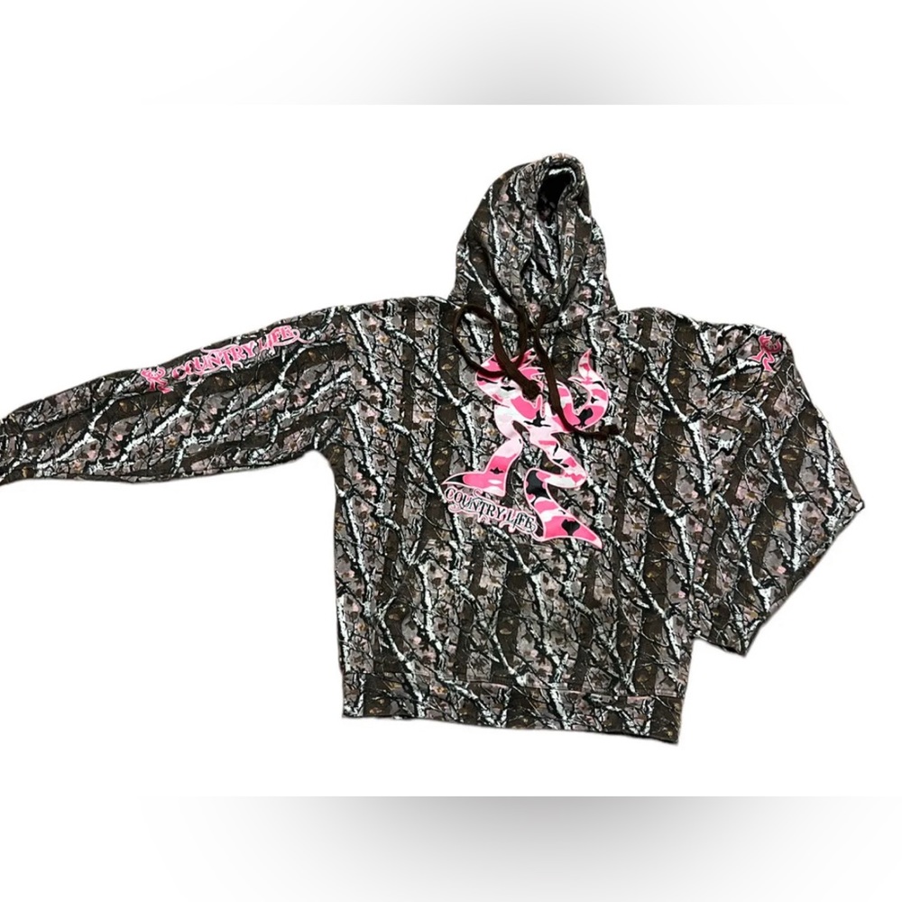 New York Area Code 212 Women Camo Print Hoodie Sz   44” Chest Med "Country Life